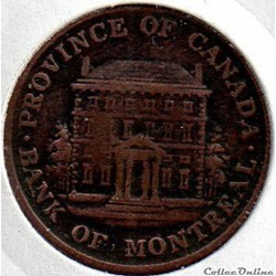 Montreal 1842 Half Penny - Token Bank - Canadian Province