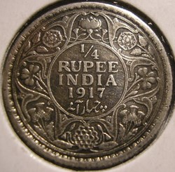 George V - 1/4 Rupee 1917 Calcutta - British India