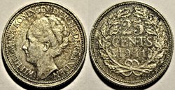 Wilhelmina of Netherlands - 25 Cents 1941