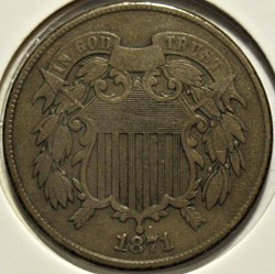 1871 Two Cents - Repunched Date