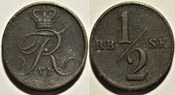 Frederik VI Denmark - ½ Rigsbankskilling 1838