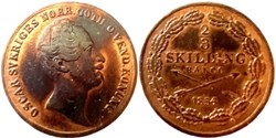 Sweden - Oscar I - 2/3 Skilling 1854