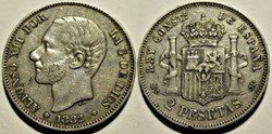 1882 - 2 Pesetas - Alfonso XII de España (ex.2)