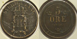 Sweden - Oskar II - 5 Öre 1906