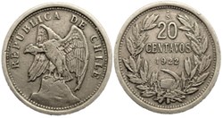 Chile - 20 Centavos 1922 Santiago