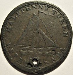 Upper Canada 1823 HalfPenny - Sloop Token
