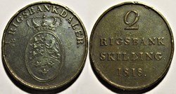 Frederik VI Denmark - 2 Rigsbankskilling 1818 (ex.2)