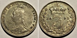 Victoria - 3 pence 1891 Kingdom of Great Britain (ex.2)