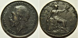 George V - Farthing 1918 - Great Britain - Rippled