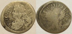 1707 Regno di Sicilia, 1/2 Tari - Filippo V di Borbone