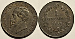 1867 Royaume d'Italie, Centesimo, Milano - Vittorio Emanuele II - Die Clash