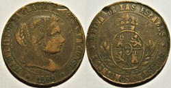 1868 Barcelona - 5 Centimos - Isabel II de España - Contemporary Counterfeit