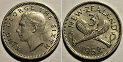 George VI - 3 Pence 1952 - New Zealand