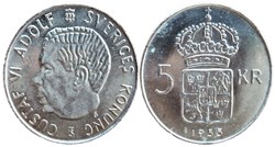 Gustaf VI Adolf of Sweden - 5 Kronor 1955