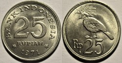 Indonesia - 25 Rupiah 1971, Goura victoria