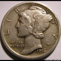 1916 Dime - Error