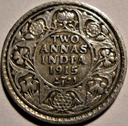 George V - 2 Annas 1915 Bombay - British India (ex.2)
