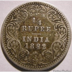 Victoria - 1/4 Rupee 1882 Calcutta - British India