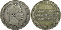 Friedrich Wilhelm IV - 1 Mining Thaler 1852, Kingdom of Prussia