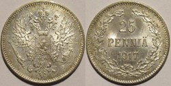 Nicholas II of Russia - 25 Penniä 1917, Grand Duchy of Finland