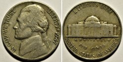 1947 Five Cents Jefferson, Philadelphia (1st Portrait)