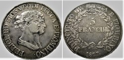 1807 Principauté de Lucca & Piombino, 5 Franchi - Felix & Elisa Napoleon