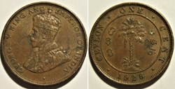 George V - One Cent 1928 - Ceylon (ex.2)