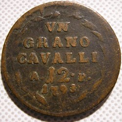 1793 Royaume de Naples, Grano / 12 Cavalli - Ferdinando IV