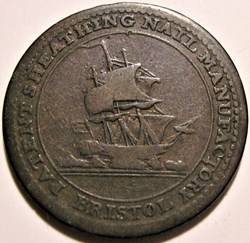 1811 Farthing, Bristol - Patent Sheathing Nail Manufactory, England