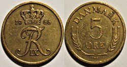 Frederik IX Denmark - 5 Øre 1966