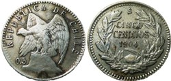 Chile - Cinco Centavos 1904 Santiago