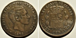 1878 - Barcelona, 10 Centimos - Alfonso XII de España - Moneda falsa
