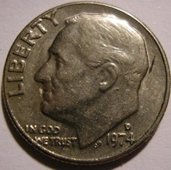 1974 Denver Dime