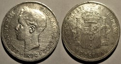 1898 - 5 Pesetas - Alfonso XIII de España (ex.2)