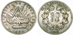 Nicaragua - 20 Centavos 1880 Heaton