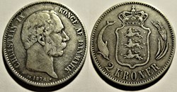 Christian IX Denmark - 2 Kroner 1876