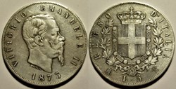 1873 Regno d'Italia - 5 Lire, Milano- Vittorio Emanuele II