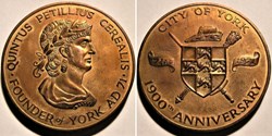City of York 1900th Anniversary Medal 1971 - UK