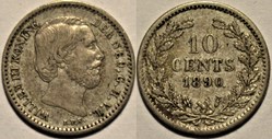 Willem III of Nederland - 10 Cents 1890