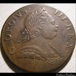 1775 Half Penny No Regal - George III of Great Britain (Ex.6)