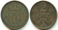 Haakon VII of Norway - 2 Øre 1910