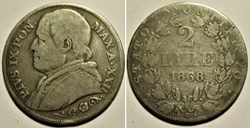 Pio IX, Papa - 2 Lire 1868, Anno XXII - Vaticano