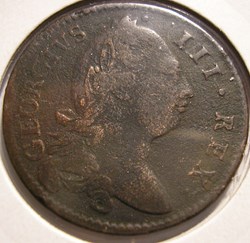 1781 Half Penny, Hibernia - George III of Great Britain (ex.3)