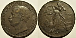 1911 Regno d'Italia, 10 Centesimi, Roma - Vittorio Emanuele III (ex.2)