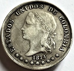 50 Centavos 1874 Bogota