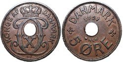 Christian X Denmark - 5 Øre 1927