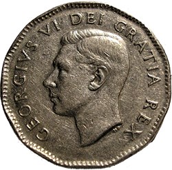 George VI -  Five Cents 1948