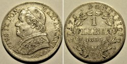 Pio IX, Papa - 1 Lira 1866, Anno XXI - Vaticano (ex.2)
