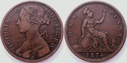 Victoria - One Penny 1874 - Kingdom of Great Britain