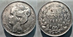 Wilhelmina of Nederland - 25 Cents 1903